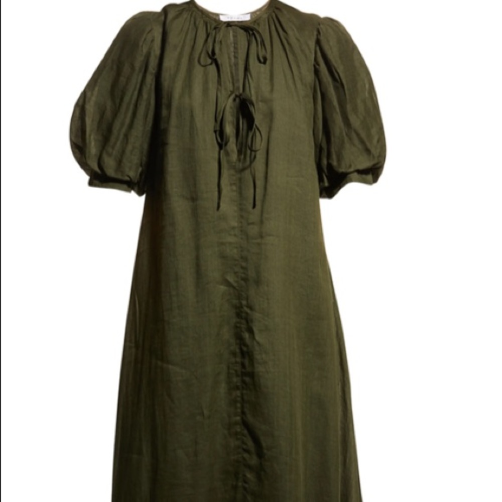 Tie-Neck Ramie Maxi Dress